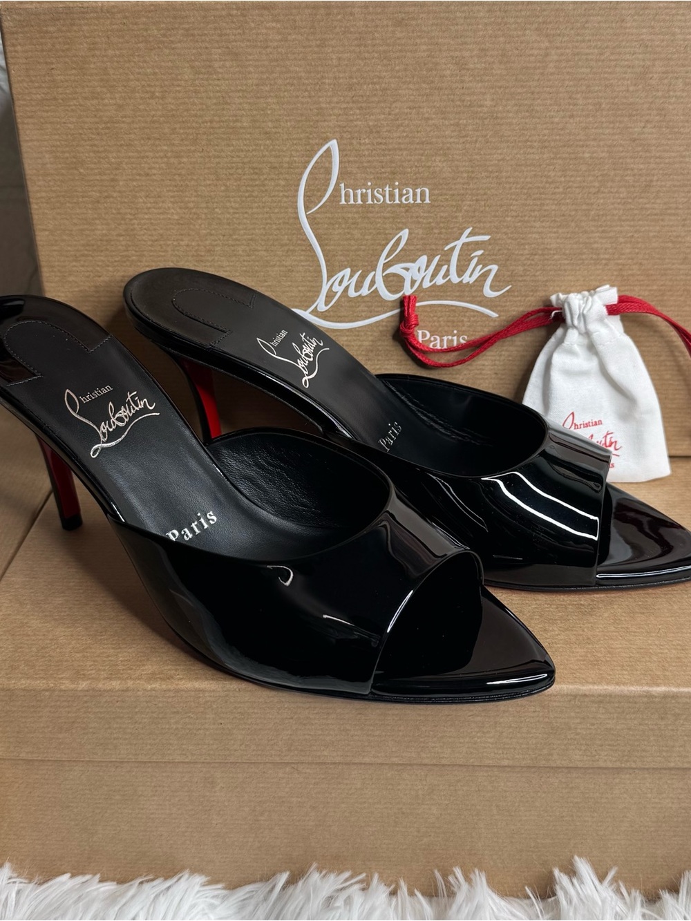 Christian Louboutin Miss Z Mule 80mm Black Patent Leather